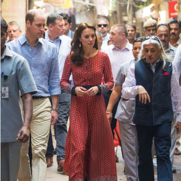 Glamorous  Red & Navy India Print Maxi Dress Size SMALL - Picture 3 of 5